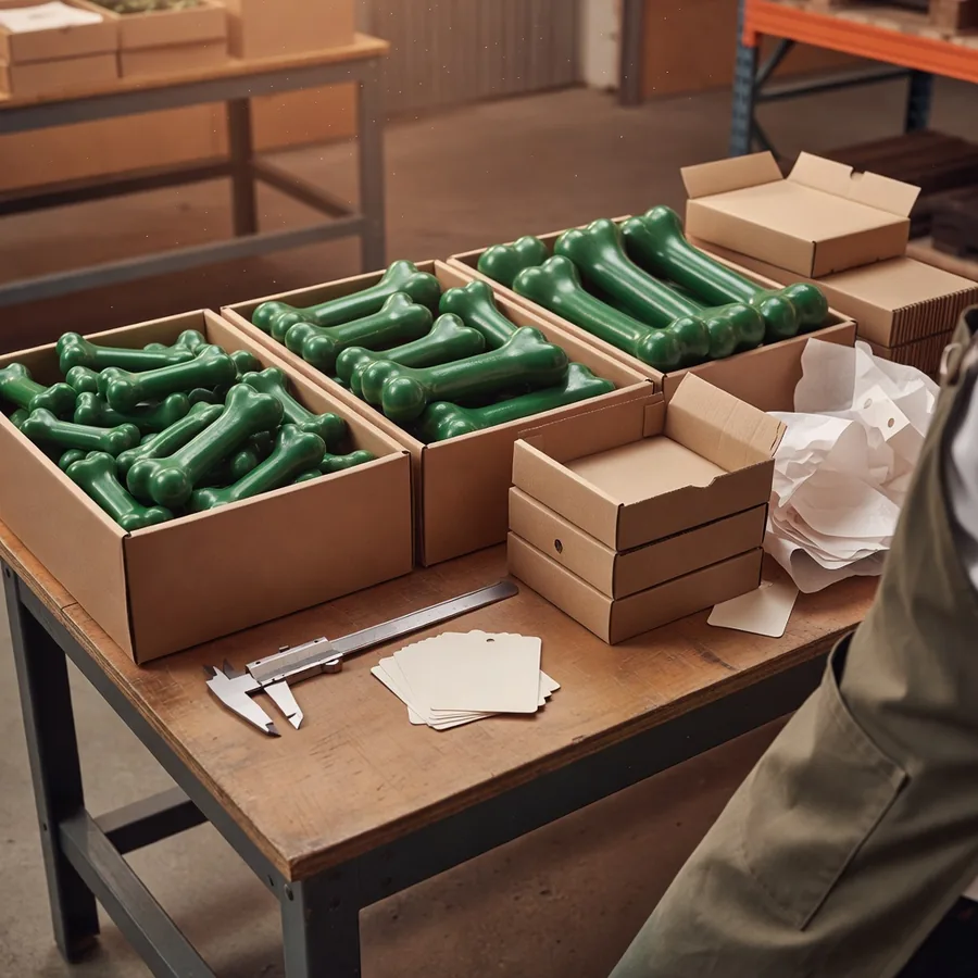 Werksbehälter mit drei Größen grüner beschichteter Knochen-Kaus und Kraft-Innenkartons